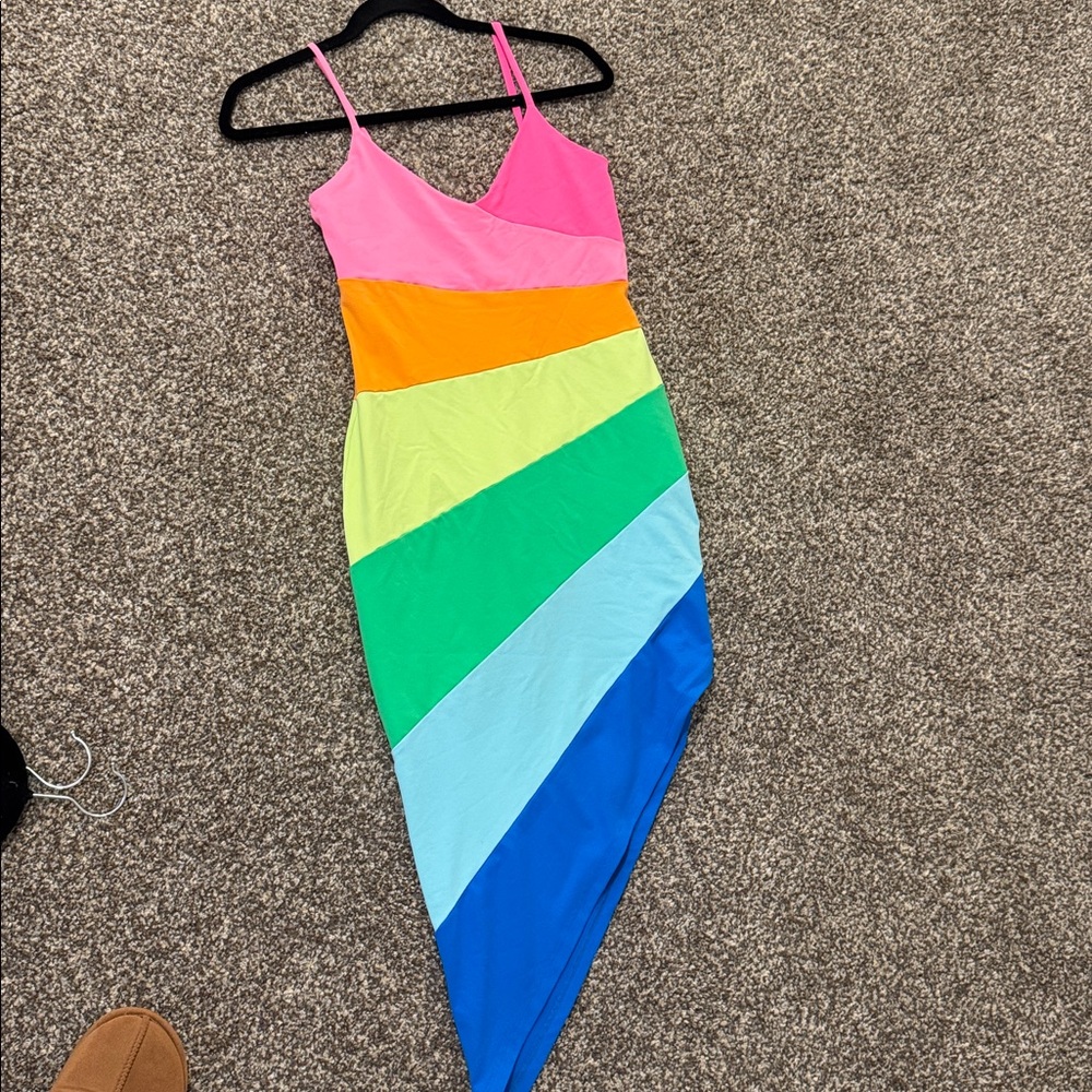 Susana Monaco Revolve Rainbow Colorblock Mini Dress S